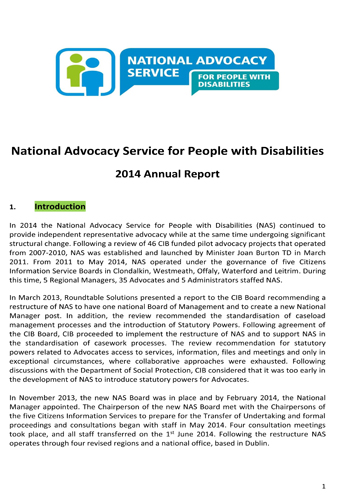National Advocacy Service Annual Report (2014)