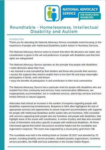 Autism and Homelessness Roundtable Report (2017)