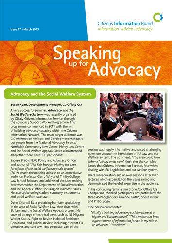 Cover of Speaking up for Advocacy, Issue 17