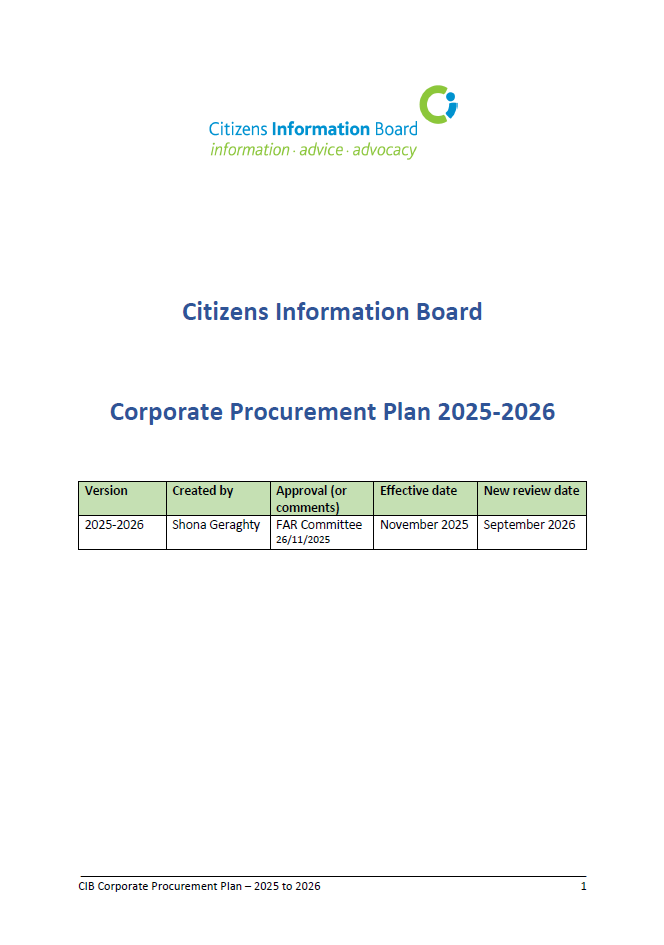 Cover of CIB Corporate Procurement Plan 2024/2025