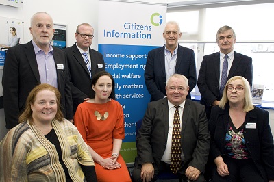 Sitting from left: Councillor Suzanne Doyle, Grainne Griffin, Senior Manager, CIB, Seán Ó Fearghaíl TD, Ceann Comhairle, Joan O'Connor, Development Manager, South Kildare. Standing from left: Jim Blighe, Chairperson, North Leinster CIS, Noel O'Connor Regional Manager, North Leinster CIS, Gerry Leydon, Director, North Leinster CIS and Joe Martin, Director, North Leinster CIS.