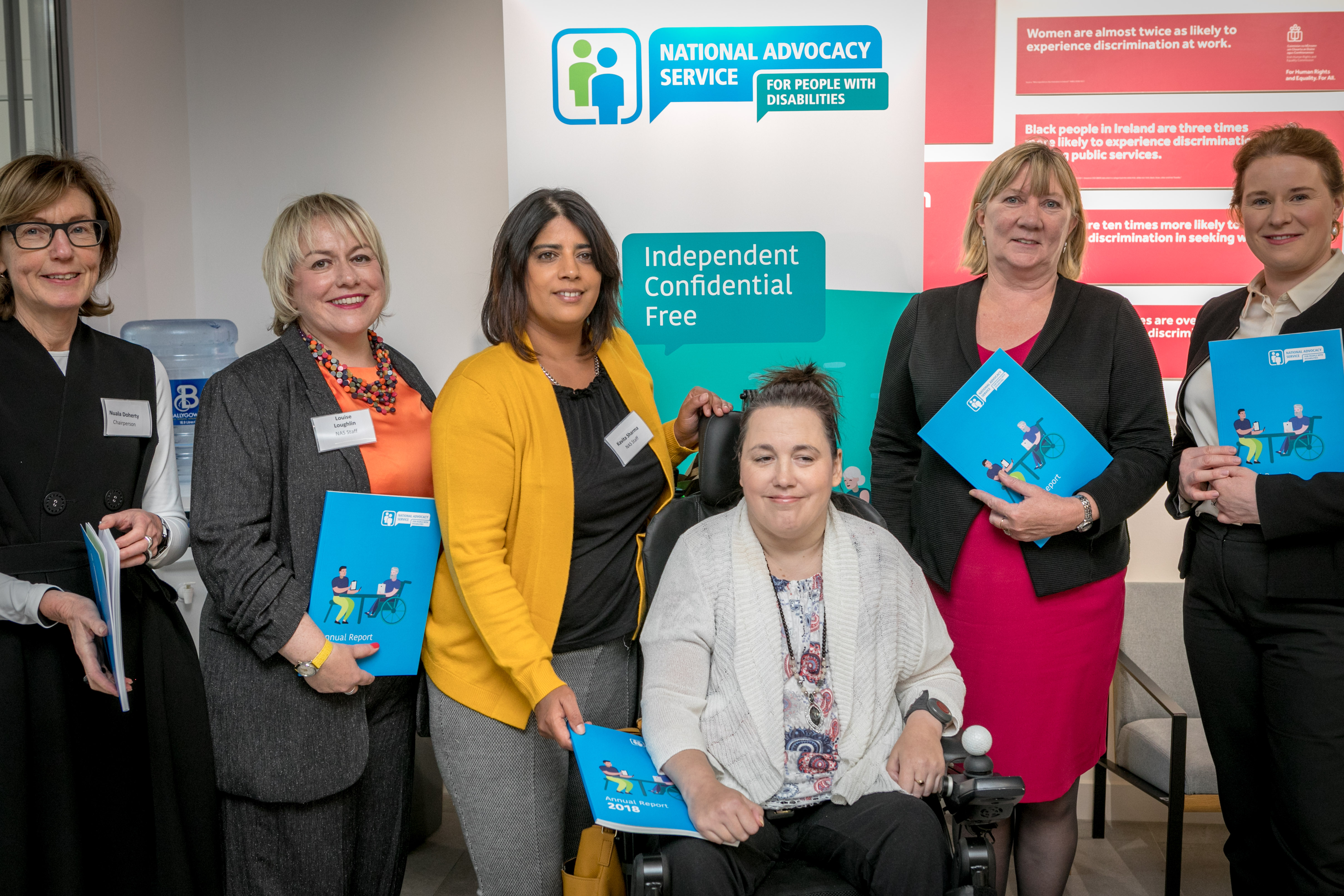 Pictured at the launch were(L-R) Nuala Doherty- Chairperson of NAS Board, Louise Loughlin- NAS National Manager, Kavita Sharma- NAS Advocate,  Liz Halton- Self-Advocate, Angela Black- Chief Executive CIB and Sarah O'Callaghan, DEASP