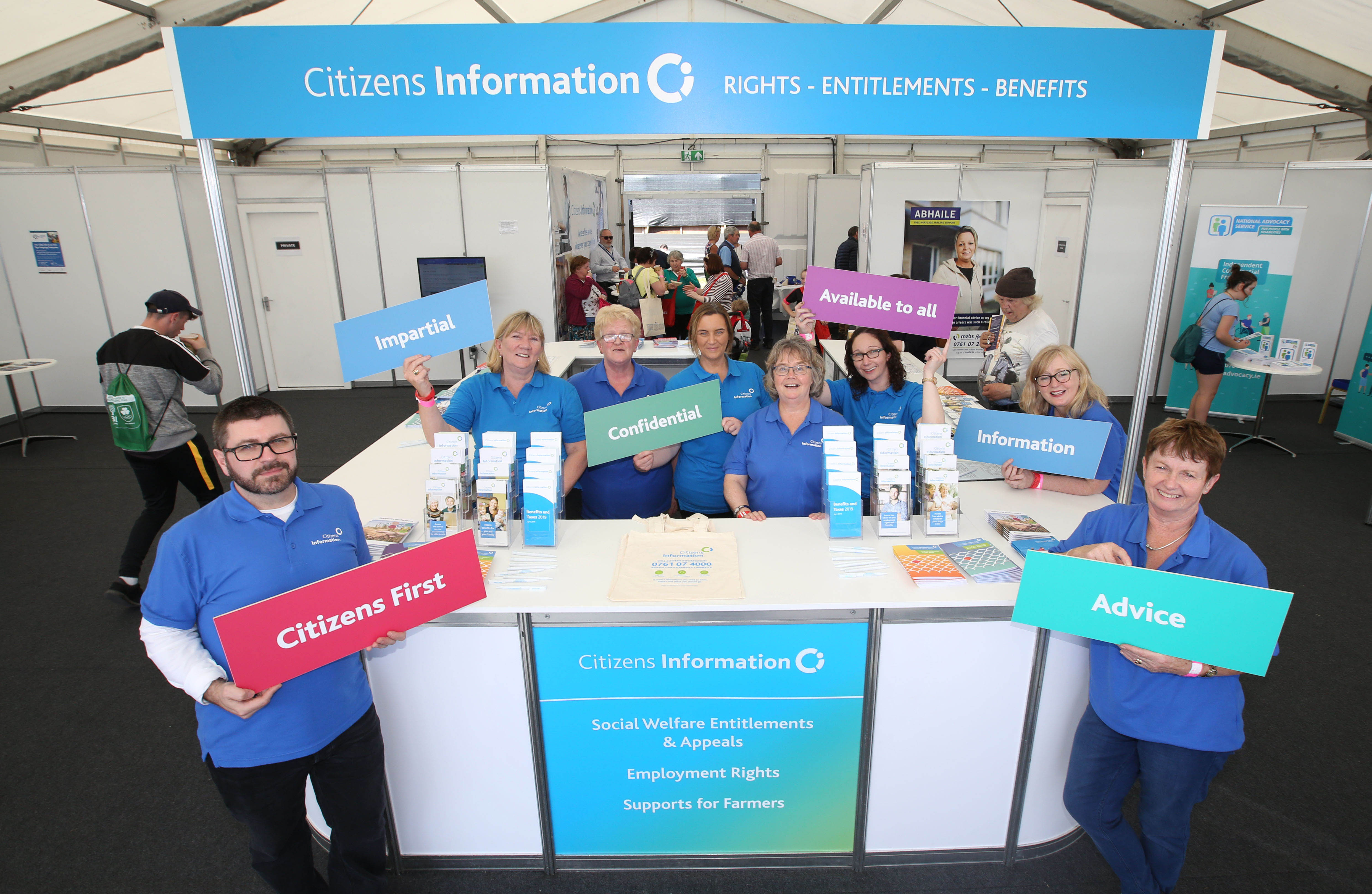 Angela Black, Chief Executive with members of staff and CIS information providers at the National Ploughing Championships 2019.