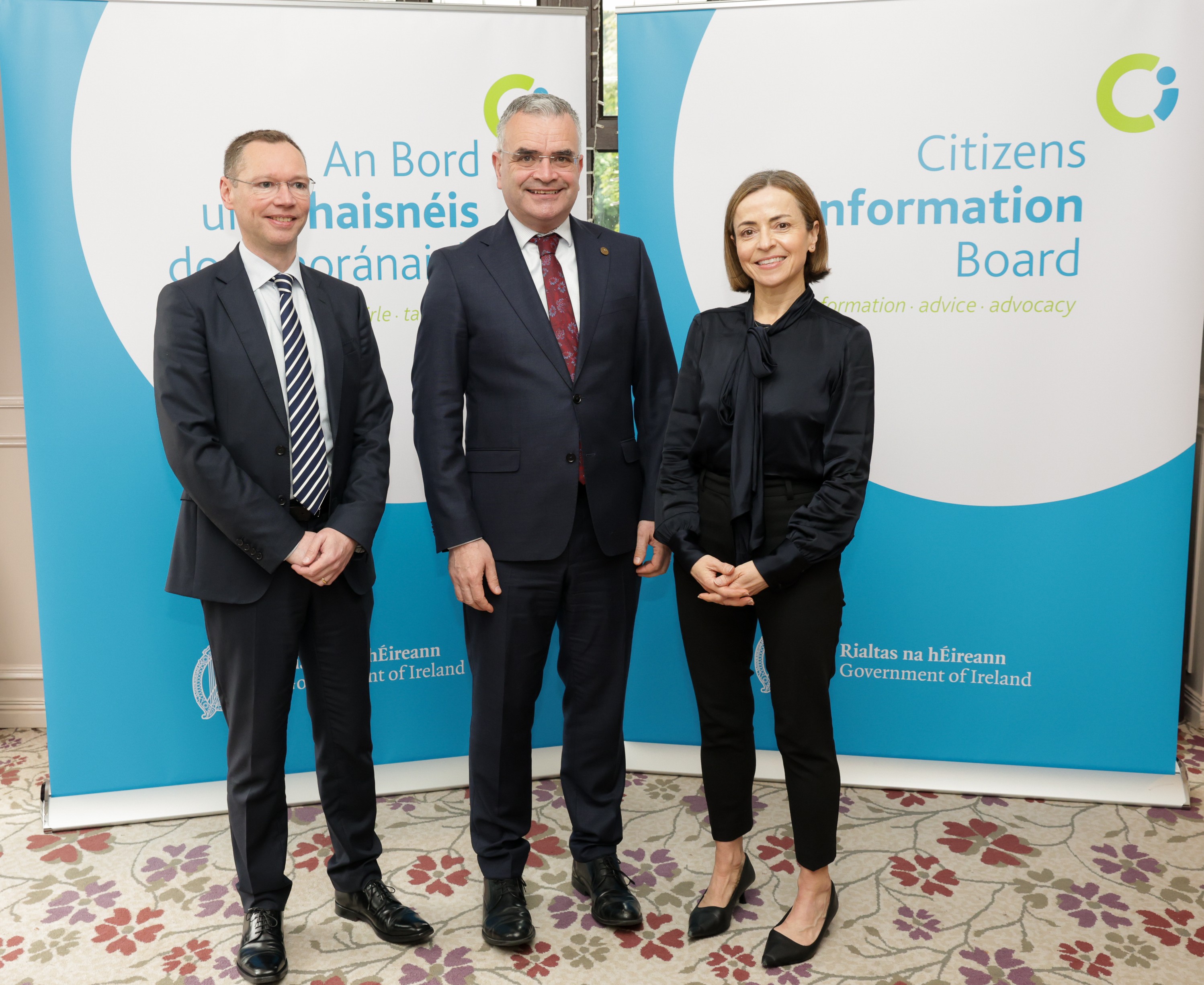 Graham Long (CIB CEO), Dara Calleary TD (Minister for Social Protection) and Catherine Heaney (Former CIB Chair) attending a recent Board meeting